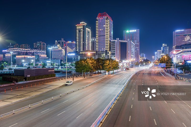 河北石家庄 中山路 城市 夜景图片素材